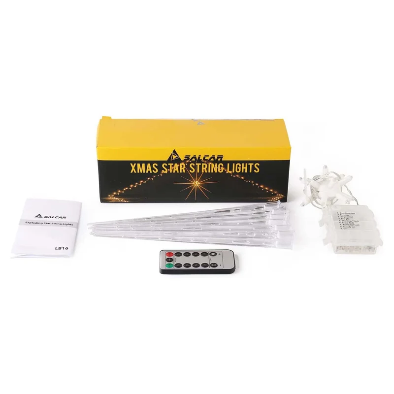 Salcar 3D LED Weihnachtsstern Beleuchtet – 48 cm Leuchtstern mit Fernbedienung, 8 Lichtmodi, Warmweiß, Batteriebetrieben, IP44, Weihnachtsdeko für Fenster, Haus & Garten