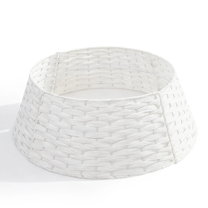 Salcar Weihnachtsbaumdecke aus Poly-Rattan in Weiß – Eleganter Weihnachtsbaumrock, Ø 60 / 66 cm, Stilvolle Abdeckung für den Baumständer