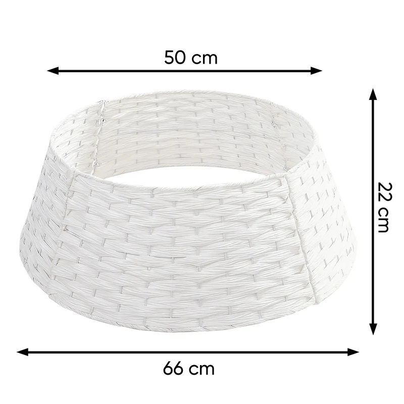 Salcar Weihnachtsbaumdecke aus Poly-Rattan in Weiß – Eleganter Weihnachtsbaumrock, Ø 60 / 66 cm, Stilvolle Abdeckung für den Baumständer