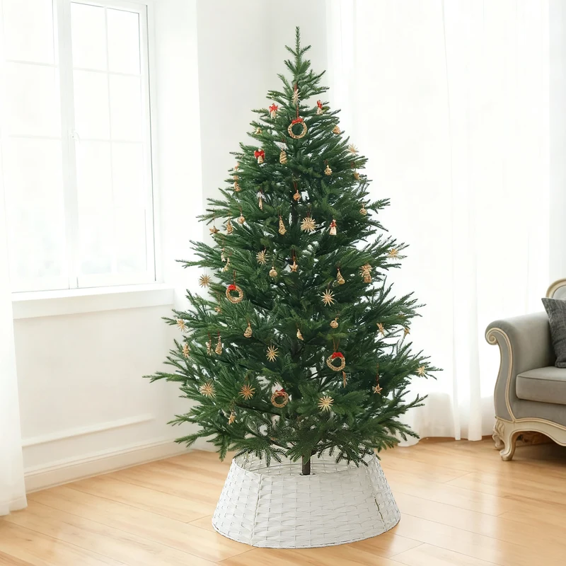 Salcar Weihnachtsbaumdecke aus Poly-Rattan in Weiß – Eleganter Weihnachtsbaumrock, Ø 60 / 66 cm, Stilvolle Abdeckung für den Baumständer