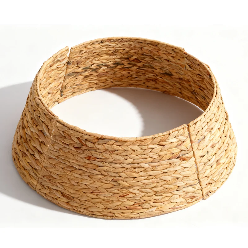 Salcar Weihnachtsbaumdecke aus Wasserhyazinthe – Handgefertigter Weihnachtsbaum Kragen in Natur, Ø 60 / 68 cm, Stilvoller Rattan Look
