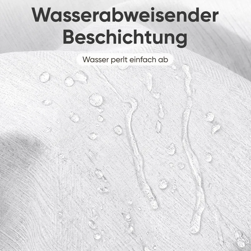 Sekey Duschvorhang, Weiß, Wasserabweisender Badvorhang in Leinenoptik, 100 % Polyester, mit Beschwerungsband & 8 Duschvorhangringen, Waschbar bei 30 °C