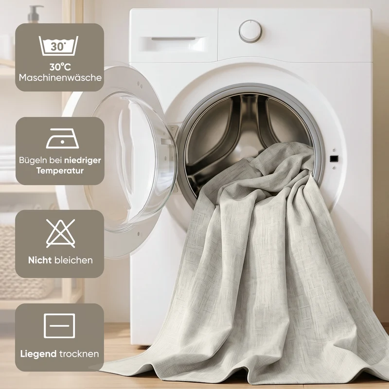 Sekey Duschvorhang, Beige, Wasserabweisender Badvorhang in Leinenoptik, 100 % Polyester, mit Beschwerungsband & 8 Duschvorhangringen, Waschbar bei 30 °C