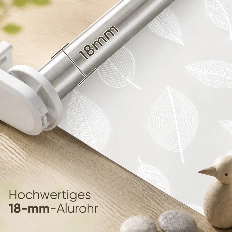 Sekey Rollo Blatt Weiß – Seitenzugrollo mit dekorativem Muster, Klemmfix ohne Bohren, lichtdurchlässig, stufenlos verstellbar