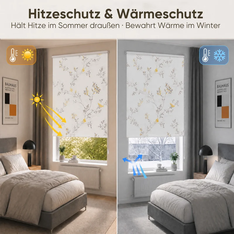 Sekey Verdunklungsrollo mit Muster – Seitenzugrollo Klemmfix ohne Bohren, stufenlos verstellbar, 4 Designs, Sicht- & Sonnenschutz