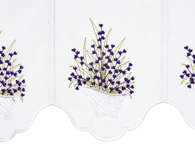 nach Maß Scheibengardine Lavendel lila weiß Bistrogardine Höhe 45cm Stick