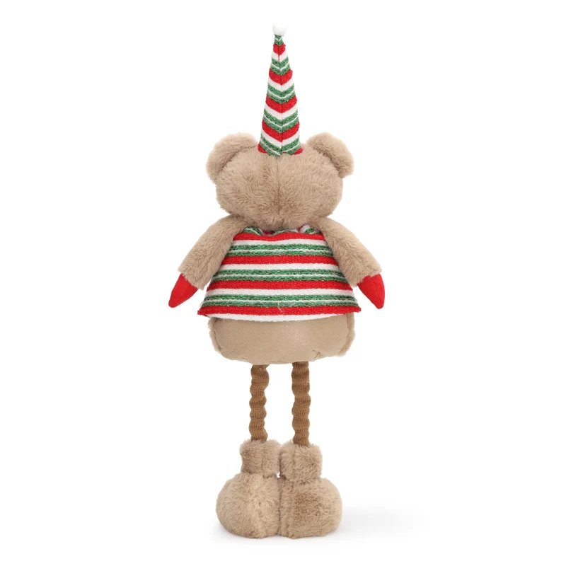 Salcar Weihnachtsfigur Plüsch-Bär 55–70 cm – Stehende Weihnachtsdeko mit verstellbaren Teleskopbeinen, Weicher Plüschbär für Kamin, Fensterbank & Wohnzimmer