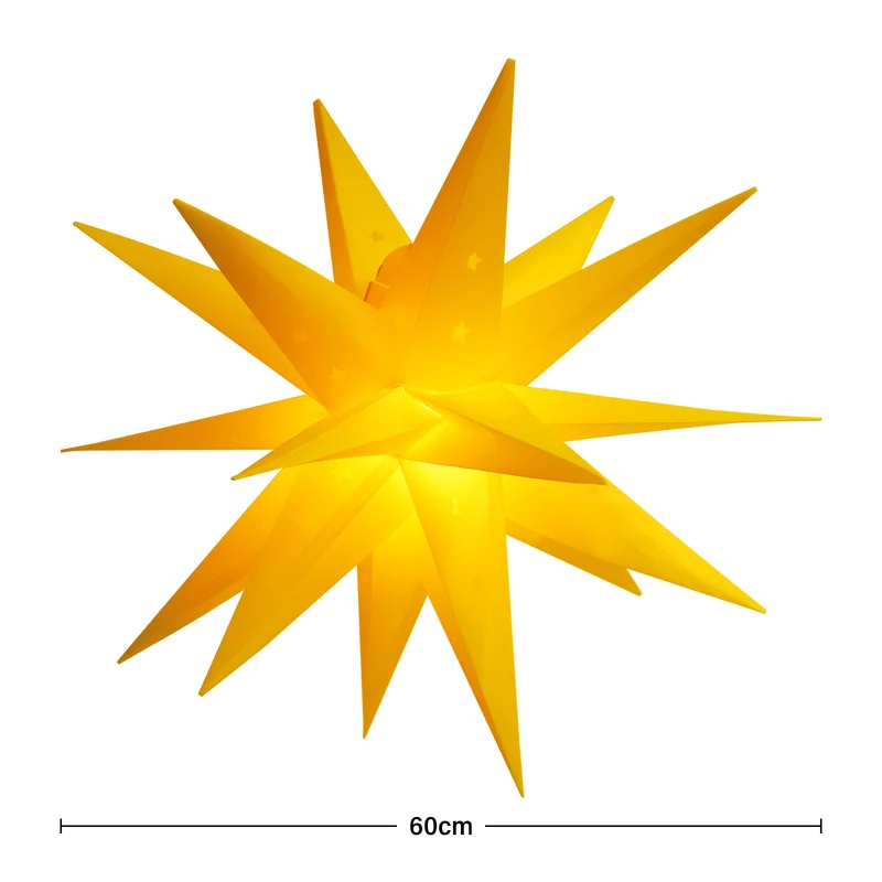 Salcar LED Papierstern 60 cm – Beleuchteter 3D Weihnachtsstern Gelb mit 18 Spitzen, Warmweißes Licht, Hängende Weihnachtsdeko für Fenster & Innenbereich