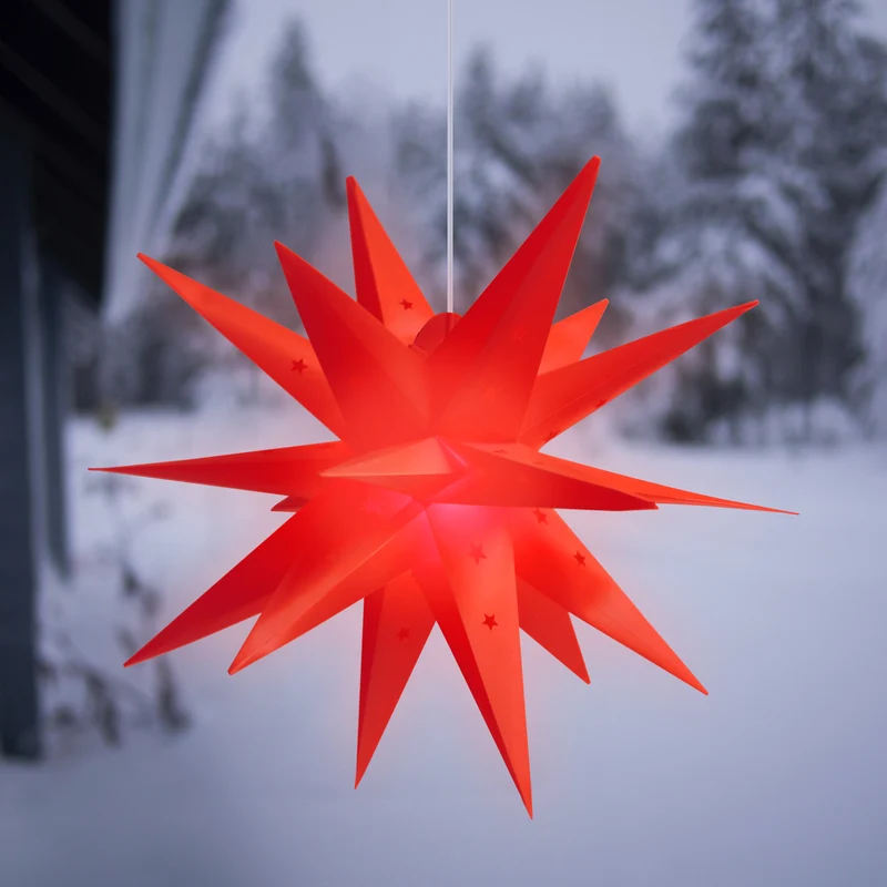 Salcar LED Papierstern 60 cm – Beleuchteter 3D Weihnachtsstern mit 18 Spitzen, Warmweiß, Hängende Weihnachtsdeko für Fenster & Innenbereich