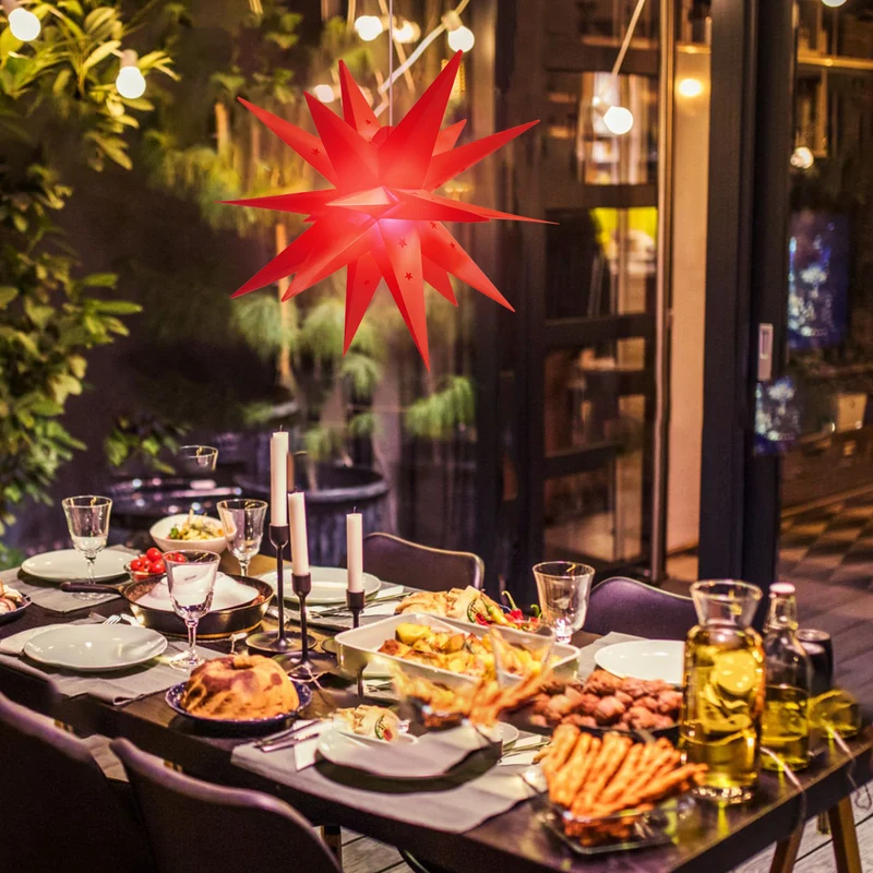 Salcar LED Papierstern 60 cm – Beleuchteter 3D Weihnachtsstern mit 18 Spitzen, Warmweiß, Hängende Weihnachtsdeko für Fenster & Innenbereich