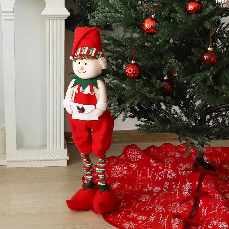 Salcar Weihnachtsfigur Junge – Verstellbare Standfigur 48–70 cm mit Teleskopbeinen, Weihnachtsdeko für Kamin, Tisch & Fensterbank