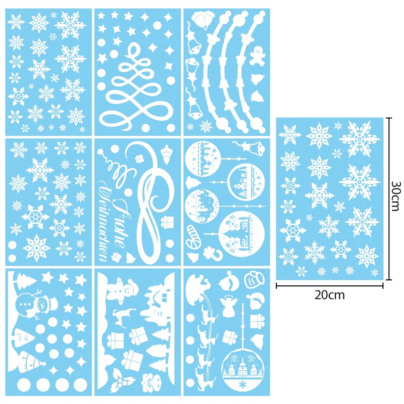 Salcar Fensterbilder Weihnachten – Wiederverwendbare Fensterdeko Weiß, Selbstklebend ohne Kleber, Beidseitig Sichtbar mit Schneeflocken, Häusern & Schneemann