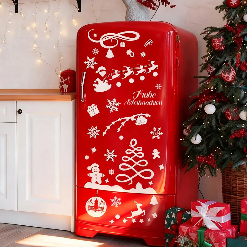 Salcar Fensterbilder Weihnachten – Wiederverwendbare Fensterdeko Weiß, Selbstklebend ohne Kleber, Beidseitig Sichtbar mit Schneeflocken, Häusern & Schneemann