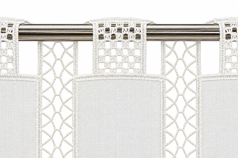 nach Maß Scheibengardine bestickt weiß Ranke Höhe 23/45/60cm Bistro Hardanger
