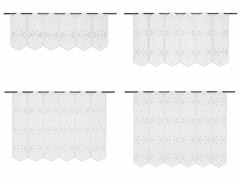 Nach Maß Scheibengardine Jacquard weiß mit Rautenmuster in 4 versch. Höhen