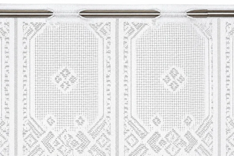 Nach Maß Scheibengardine Jacquard weiß mit Rautenmuster in 4 versch. Höhen