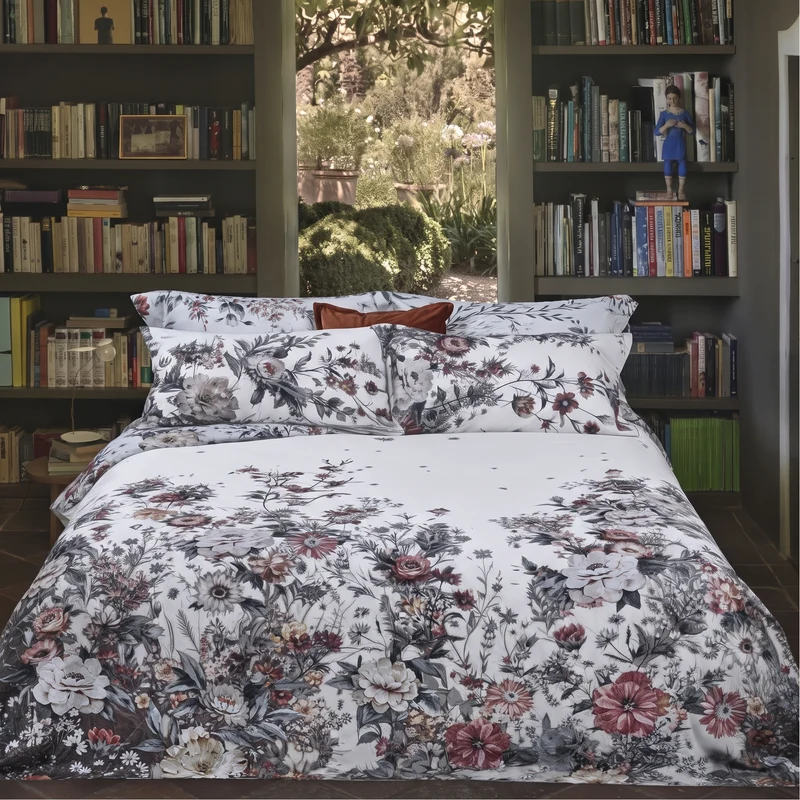 Completo Lenzuola Winter fantasy Floreale in Raso di cotone