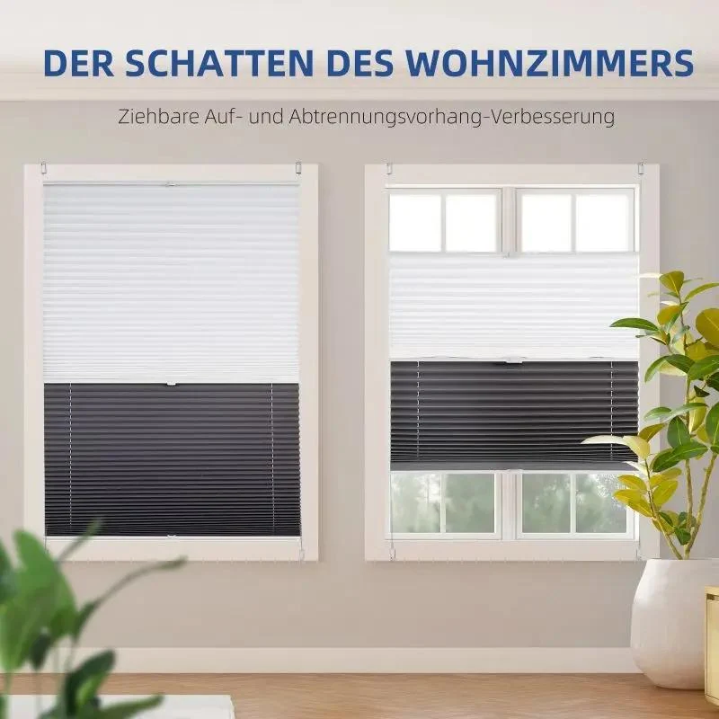 Sekey Plissee Day & Night Doppelplissee ohne Bohren, Klemmfix Fensterplissee mit frei umschaltbarer Verdunkelung, Lichtdurchlässig, 100 % blickdicht, Verspannt
