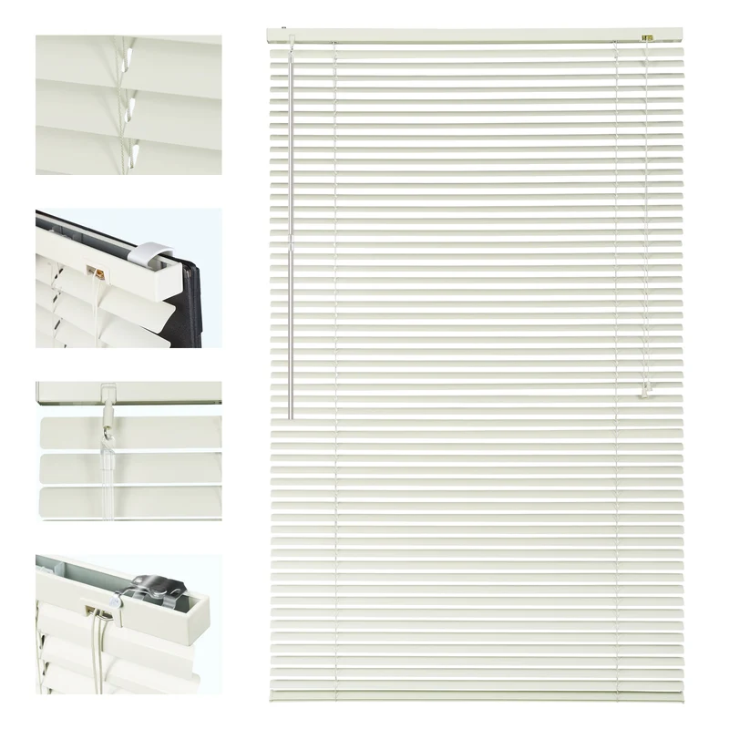 Sekey Aluminium-Jalousie ohne Bohren, 25mm Alu-Lamellen, Creme