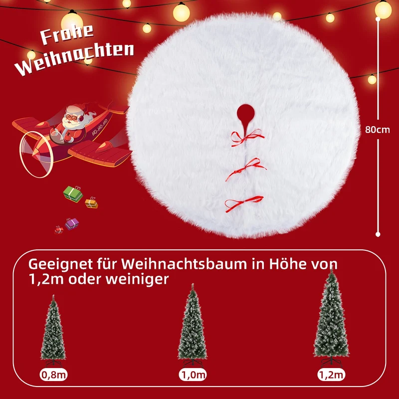 Salcar Weihnachtsbaumdecke Weiß – Runde Plüsch Christbaumdecke aus Kunstfell, Deko für Weihnachtsbaum, Party & Hochzeit