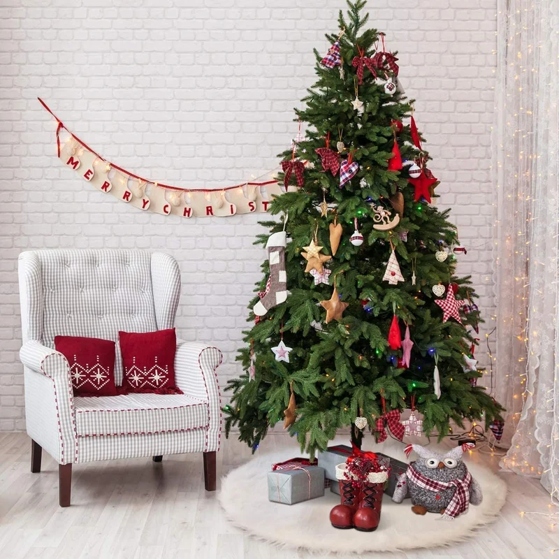 Salcar Weihnachtsbaumdecke Weiß – Runde Plüsch Christbaumdecke aus Kunstfell, Deko für Weihnachtsbaum, Party & Hochzeit