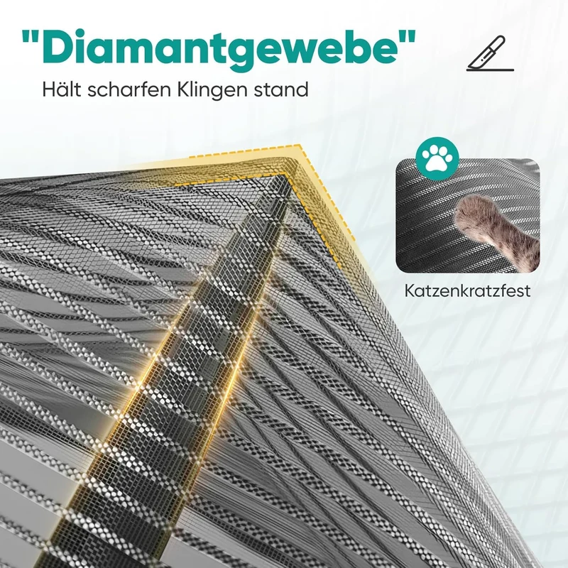 Sekey Magnetisches Fliegengitter für Balkontür – Ohne Bohren, Katzensicher & Reißfest, Insektenschutz mit Klettverschluss & Extra Breitem Klebeband