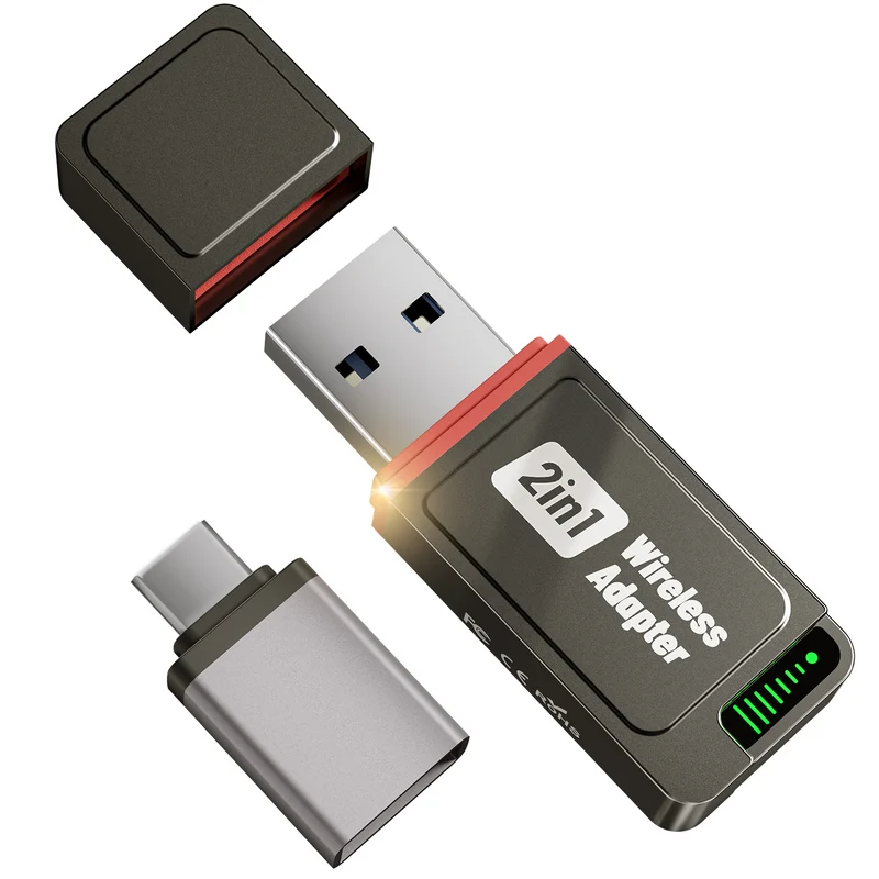 Salcar 2-in-1 Wireless Adapter für CarPlay & Android Auto – 2025 Upgrade, Dualband 5,8 GHz Auto-Dongle, ultrabreite Fahrzeugkompatibilität ab Baujahr 2016
