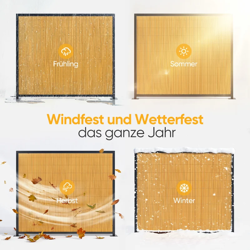 Sekey Balkon Sichtschutz in Natürlicher Schilfrohr-Optik – Wetterfeste Sichtschutzmatte mit Kabelbindern, Wasserdicht, UV-Beständig, Schimmelfrei, Ohne Bohren für Balkon, Garten & Terrasse