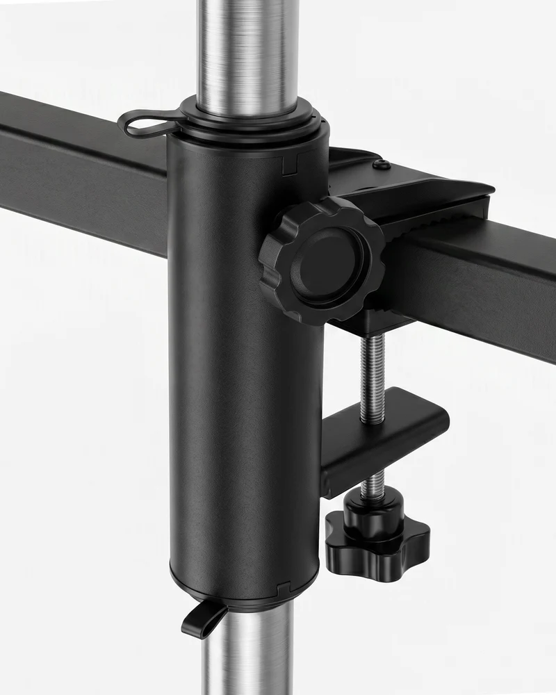 Sekey Sonnenschirmhalter für Balkon – Klemmhalterung für Geländer, platzsparender Schirmständer ohne Bohren, für runde & eckige Geländer (Ø 20–50 mm) & Schirmstöcke 19–38 mm, Schwarz-Metall