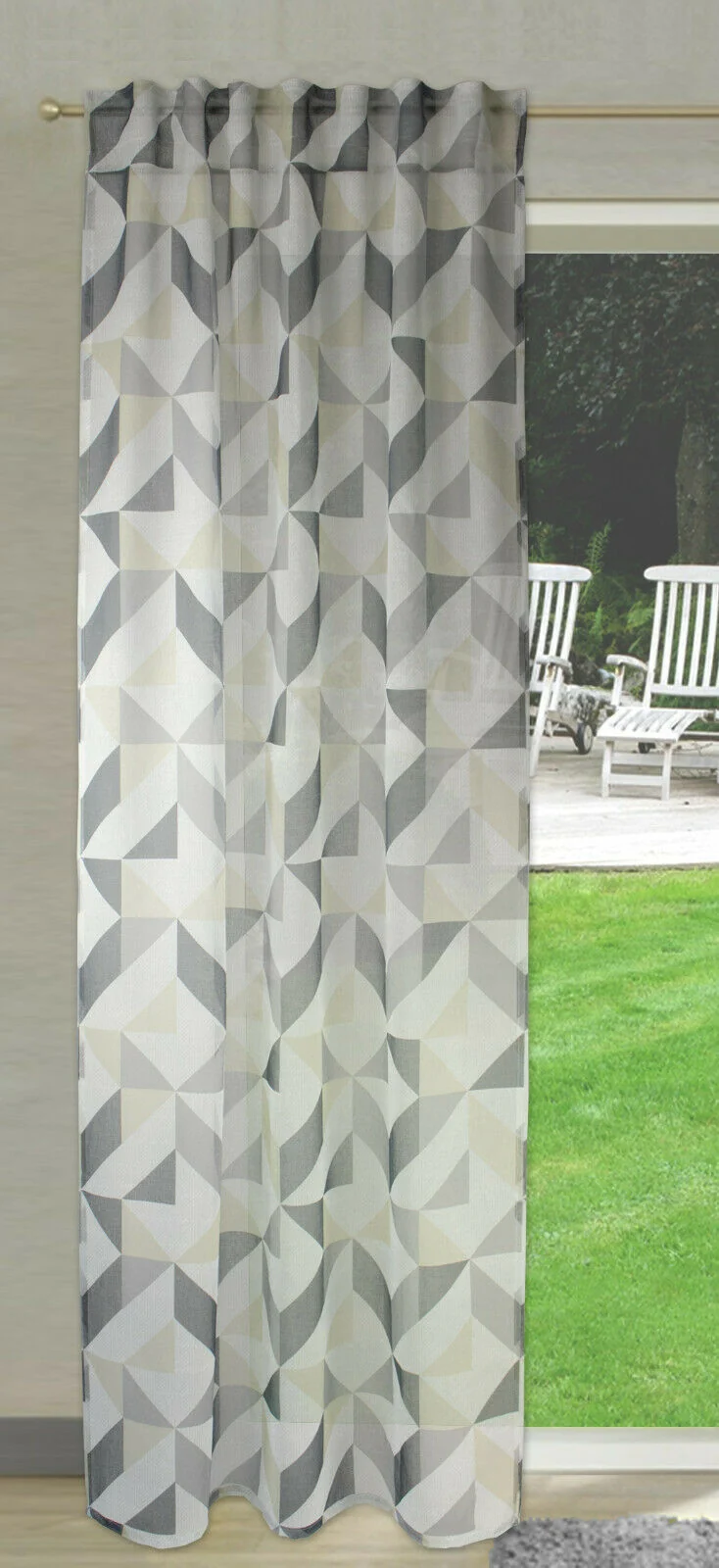 Schlaufenschal grau beige abstrakt BxH 140x245cm