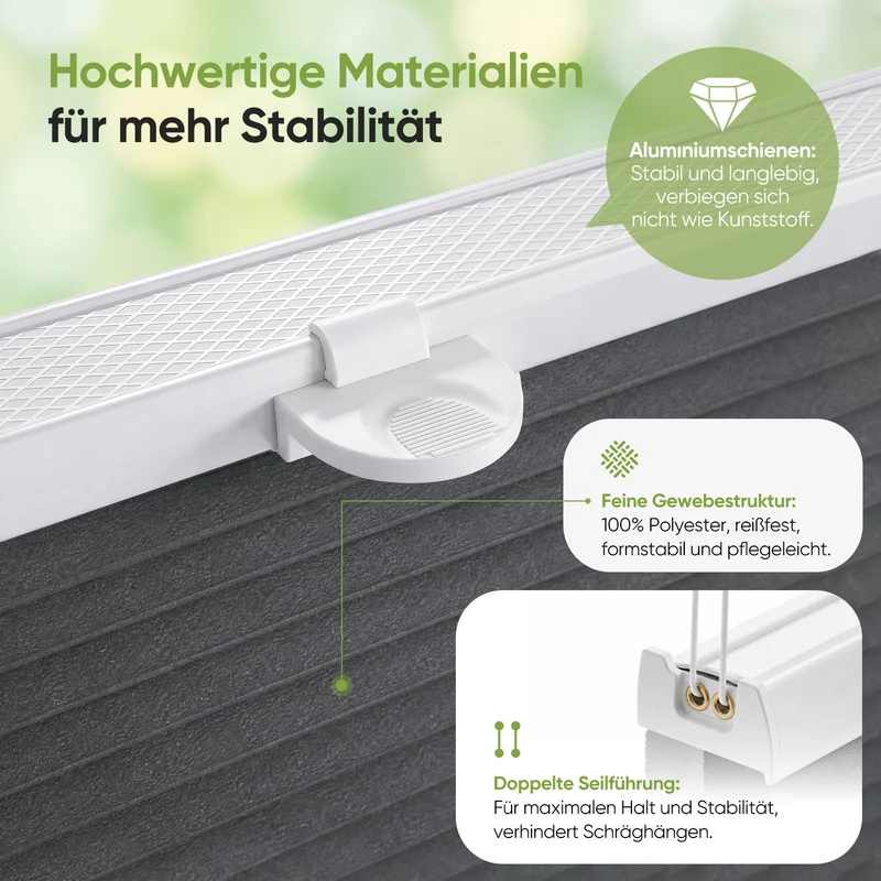Salcar Wabenplissee Anthrazit ohne Bohren – Verdunkelungsplissee Thermo Doppelplissee Klemmfix für Fenster & Türen, Up & Down Plissee mit Hitze- und Schallschutz