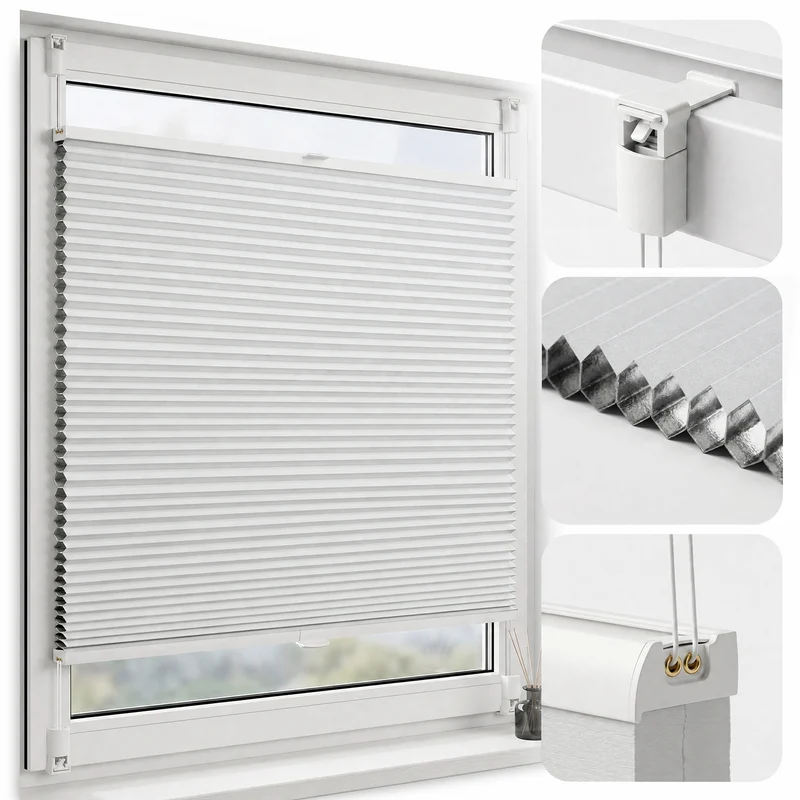 Salcar Wabenplissee Weiß ohne Bohren – Verdunkelungsplissee Thermo Doppelplissee Klemmfix für Fenster & Türen, Up & Down Plissee mit Hitze- und Schallschutz