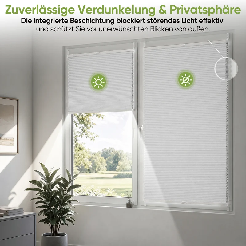 Salcar Wabenplissee Weiß ohne Bohren – Verdunkelungsplissee Thermo Doppelplissee Klemmfix für Fenster & Türen, Up & Down Plissee mit Hitze- und Schallschutz