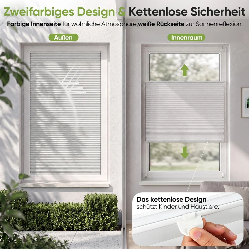 Salcar Wabenplissee Weiß ohne Bohren – Verdunkelungsplissee Thermo Doppelplissee Klemmfix für Fenster & Türen, Up & Down Plissee mit Hitze- und Schallschutz