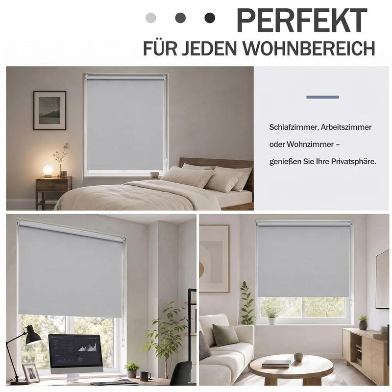 Salcar Thermorollo ohne Bohren Klemmfix Hellgrau – Verdunkelungsrollo für Fenster & Tür mit Thermobeschichtung, Sonnenschutz, Hitzeschutz & Sichtschutz