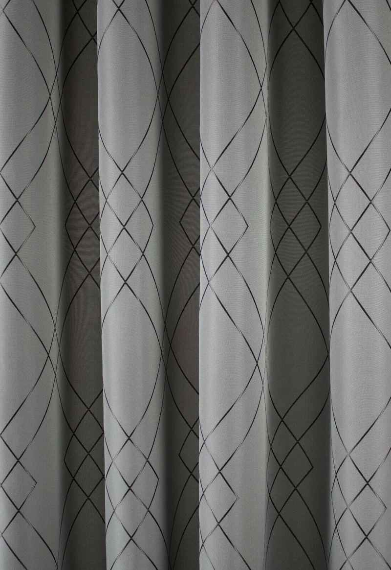 Ösenschal bestickt Raute grau silber BxH 140x245cm