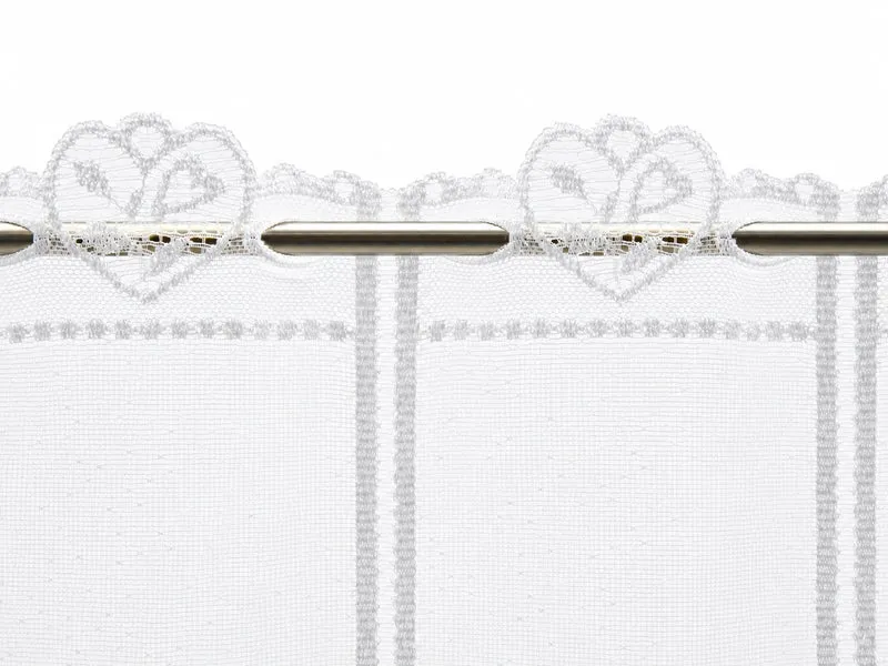 nach Maß Scheibengardine Jacquard Herz weiß Höhe 45/60cm Breite frei wählbar
