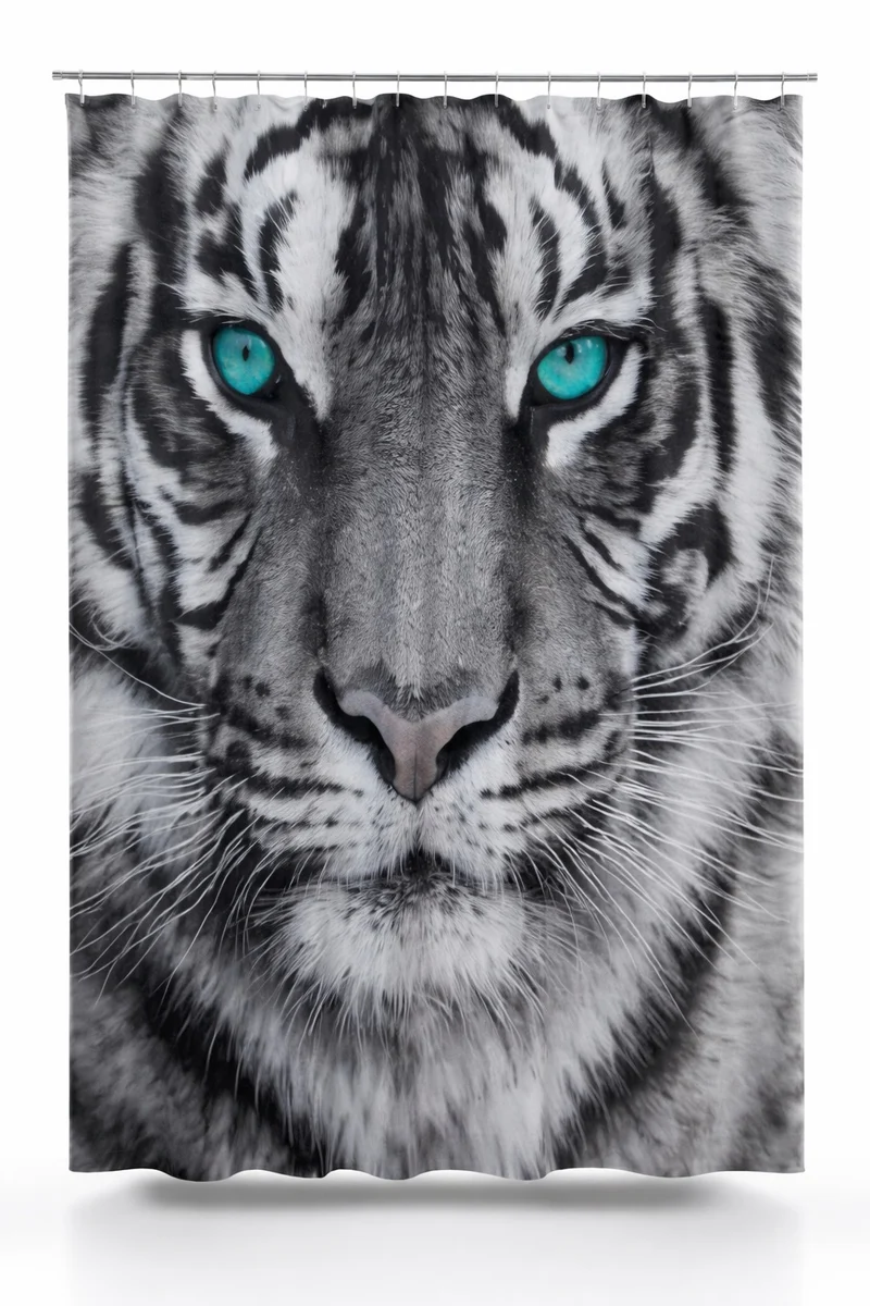 Textil-Duschvorhang Tiger schwarz-weiß BxH 180x200cm