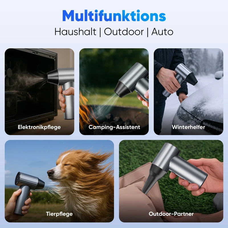 Salcar Elektrisches Staubgebläse X7 – Tragbares 3-Gang Air Duster mit Ultrakurzer Laufzeit für PC, Auto & Outdoor