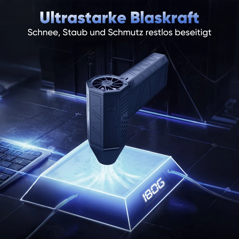 Salcar Elektrischer Air Duster X3 mit 130.000 U/min – Tragbares & Wiederaufladbares Staubgebläse mit 3 Stufen, Turbotaste & Super-Power für PC, Auto & Haushalt