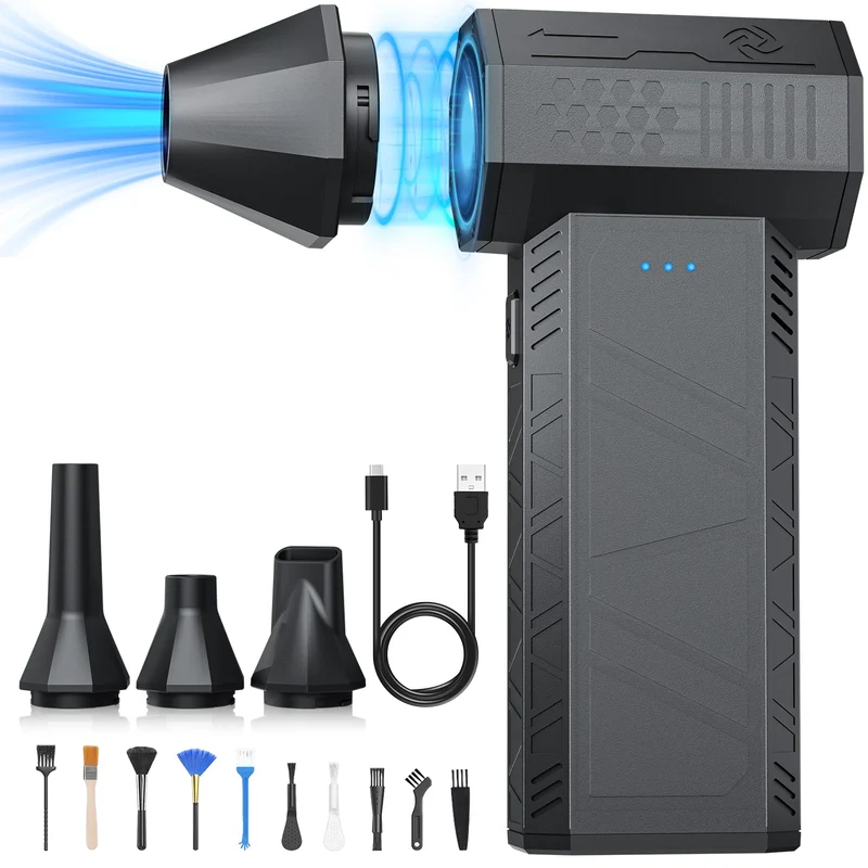 Salcar Elektrischer Air Duster X3 mini mit 110.000 U/min – Tragbares & Wiederaufladbares Staubgebläse mit Turbomodus für PC, Auto & Haushalt