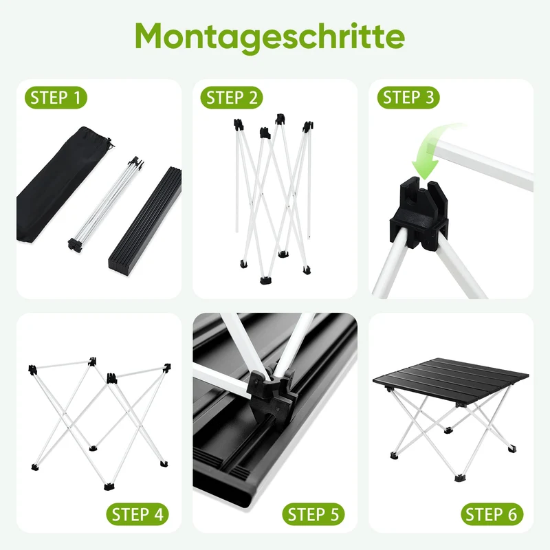 Sunula Klappbarer Campingtisch, Ultraleicht 1,7 kg, 30 kg Tragkraft, Wasserdicht, Rutschfest, 3 Größen, Einfach zu Montieren, Für Camping, Picknick, Garten, Outdoor