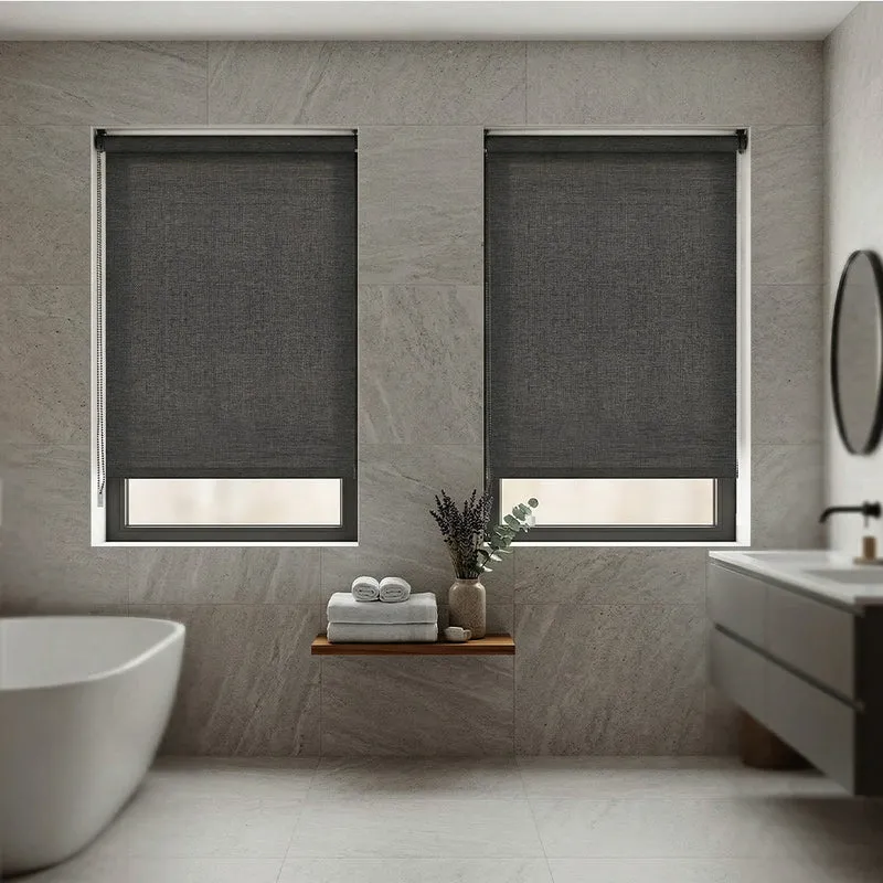 Sekey Klemmfix Seitenzugrollo Grau in Leinenoptik – Lichtdurchlässiges Fensterrollo ohne Bohren mit Klemmträgern & Schraubmontage