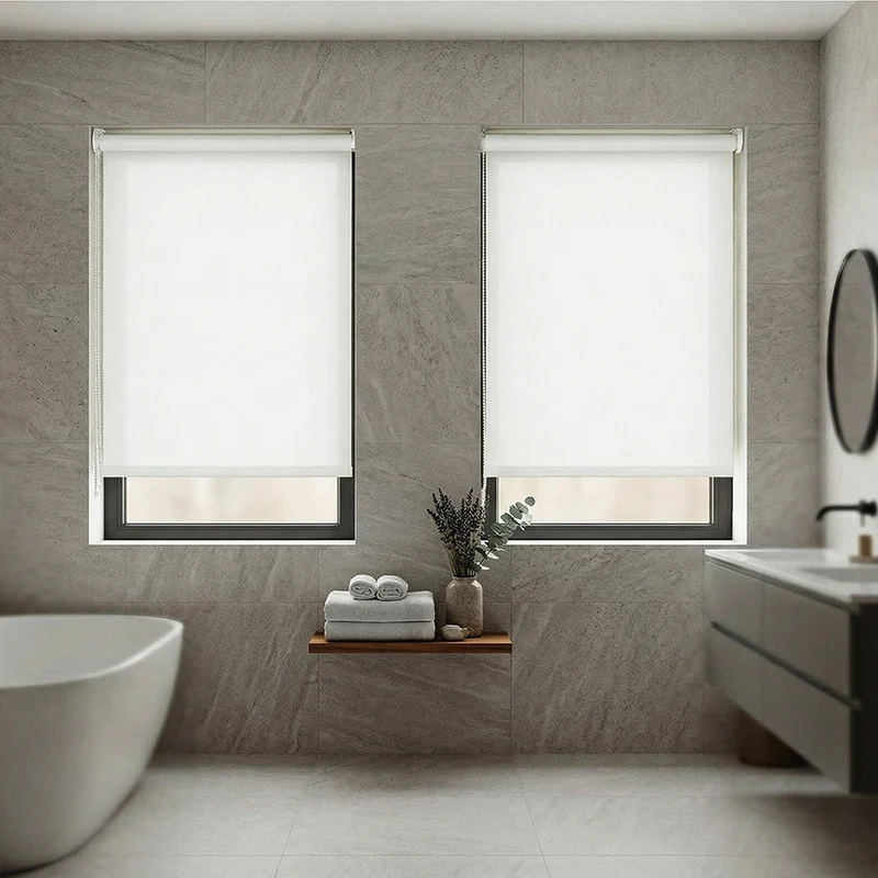 Sekey Klemmfix Seitenzugrollo in Leinenoptik Weiß – Lichtdurchlässiges Rollo ohne Bohren mit Klemmträgern & Schraubmontage, Uni Fensterrollo aus Papier-Polyester-Stoff