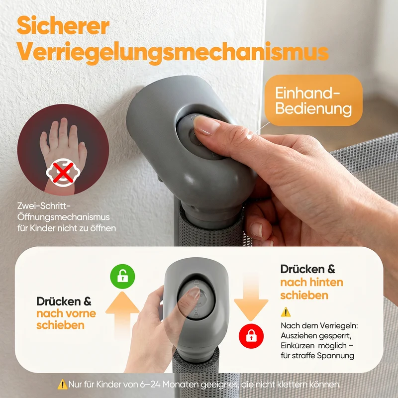 Sekey Ausziehbares Treppenschutzgitter 0–150 cm – TÜV & EN1930 zertifiziert, 97 cm hoch, feste Schraubmontage, Baby- & Haustiergitter für Treppe, Tür & Flur