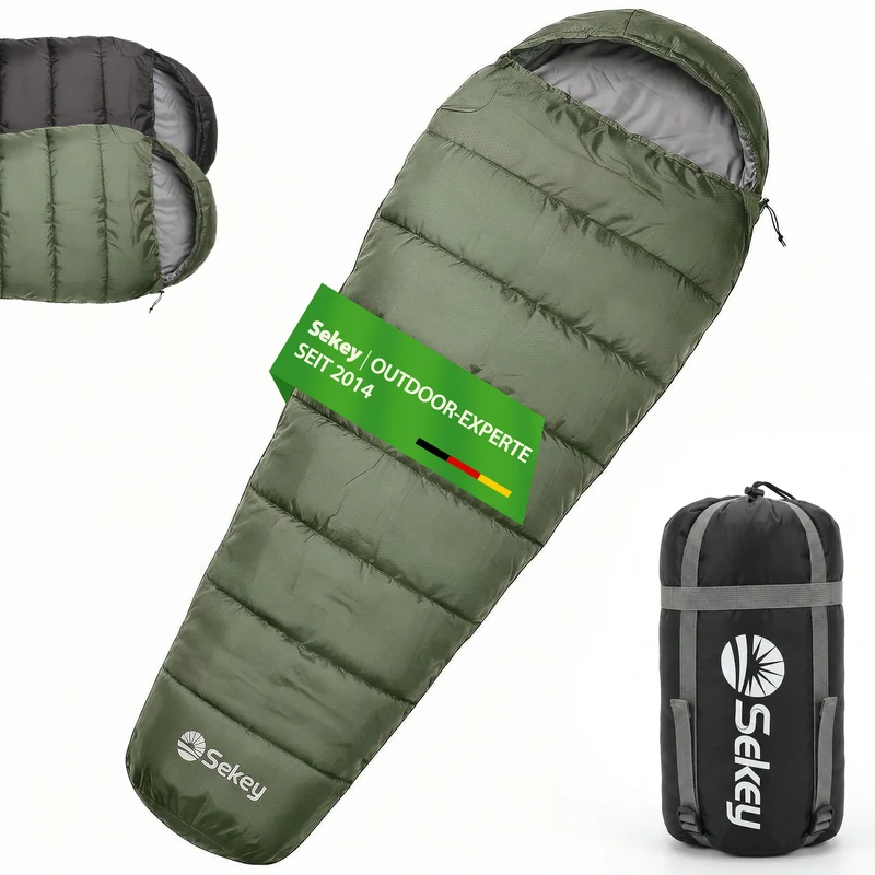 Sekey 4-Jahreszeiten Mumienschlafsack Erwachsene – 1,7 kg Schlafsack mit Anti-Klemm-Reißverschluss, wasserabweisend & atmungsaktiv, Komforttemperatur +5 °C, für Camping, Trekking & Outdoor