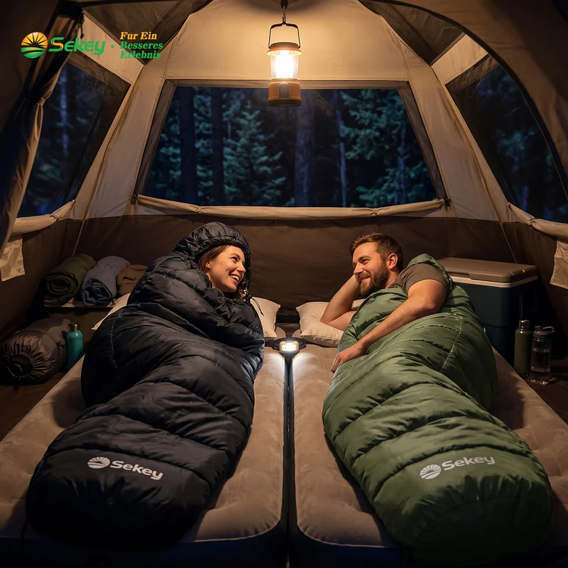 Sekey 4-Jahreszeiten Mumienschlafsack Erwachsene – 1,7 kg Schlafsack mit Anti-Klemm-Reißverschluss, wasserabweisend & atmungsaktiv, Komforttemperatur +5 °C, für Camping, Trekking & Outdoor
