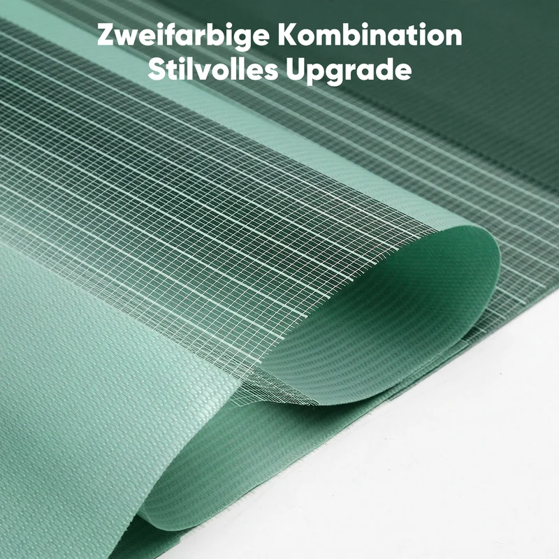 Sekey Doppelrollo Duo Rollo Klemmfix ohne Bohren – Grünes Zebra Rollo mit extra breiten Stoffbahnen (Naturgrün & Dunkelgrün)