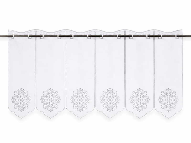 nach Maß Scheibengardine weiß Ornament Bistrogardine Höhe 45cm
