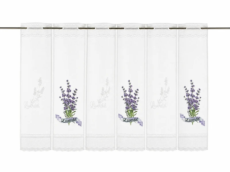 nach Maß Scheibengardine Lavendel Höhe 45/60cm Bistro Panneau lila Jacquard